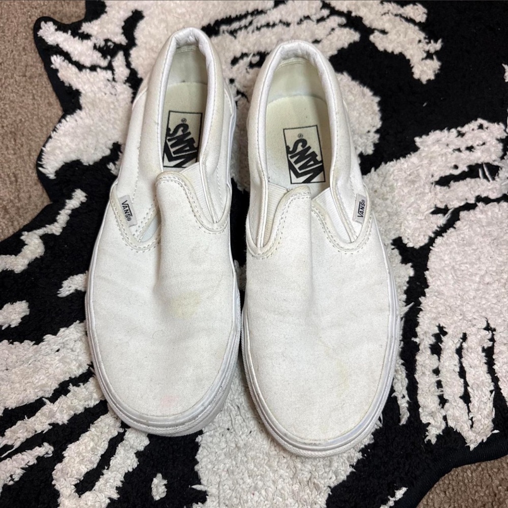 Vans Classic White Canvas Slip-Ons